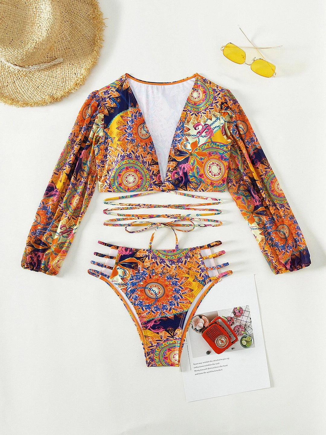 Itzayana All Over Print Wrap Bikini Set