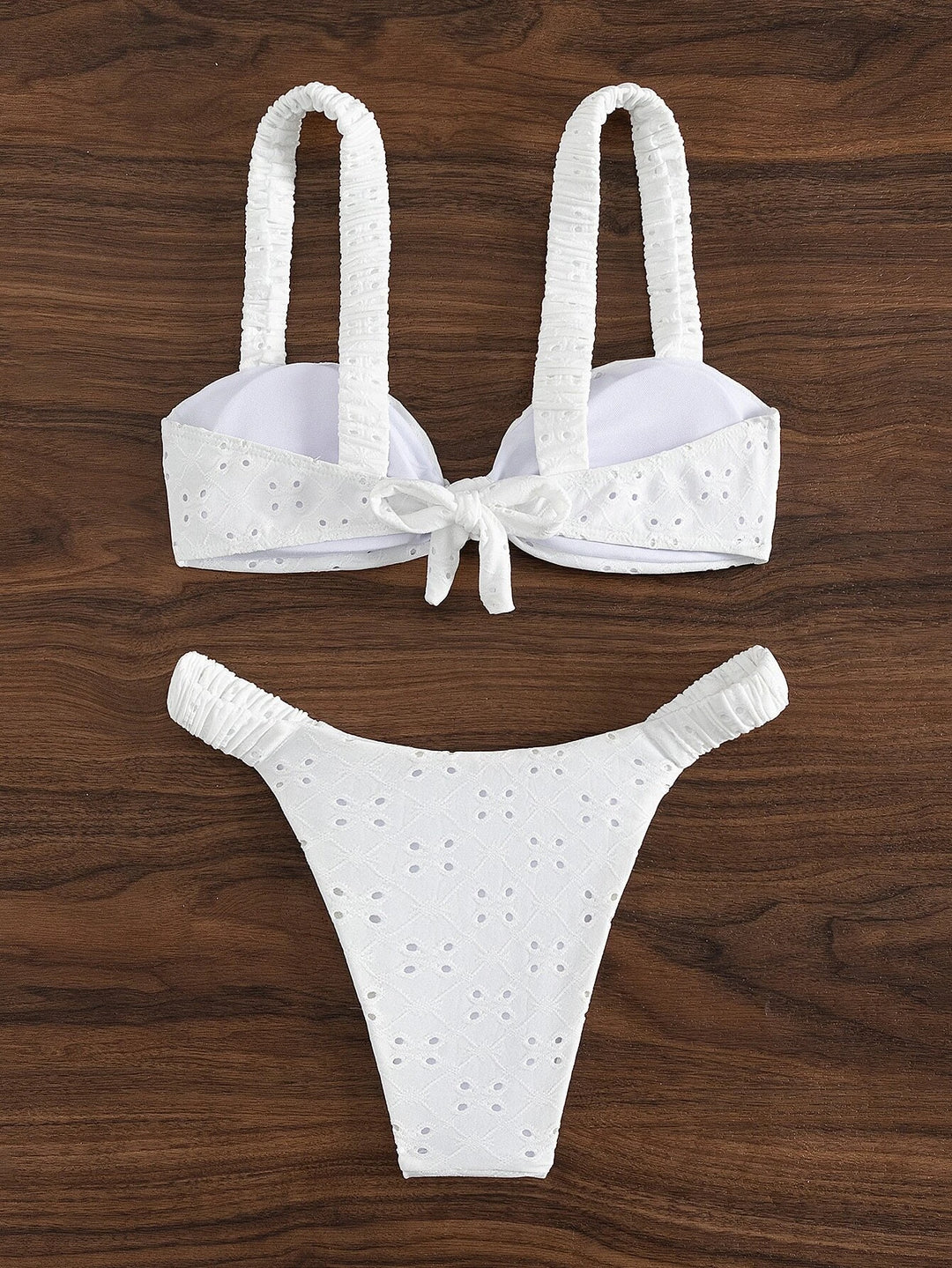 Allison Eyelet Knot Front Bikini Set