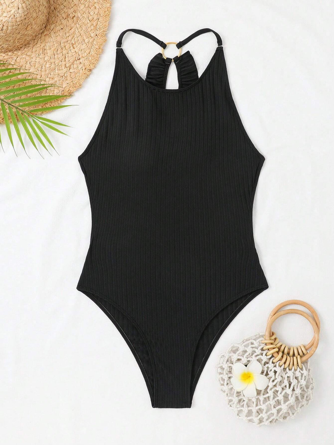 Joyce Solid Ribbed Knit Swimsuit