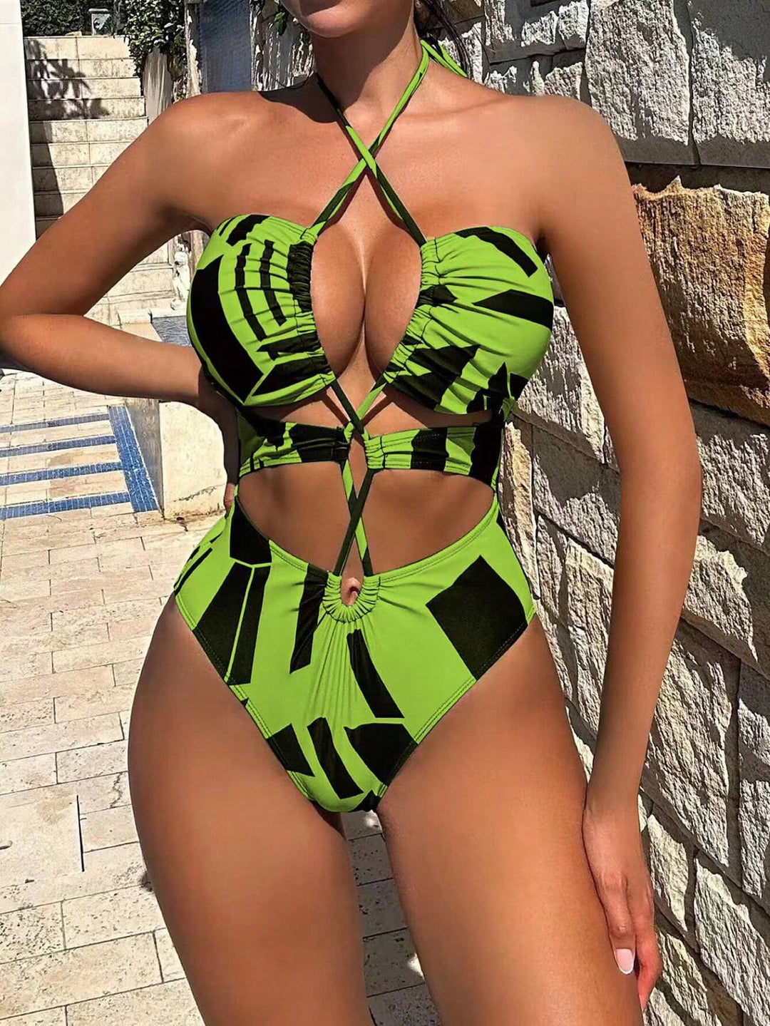 Adaline Cut Out Halter Swimsuit