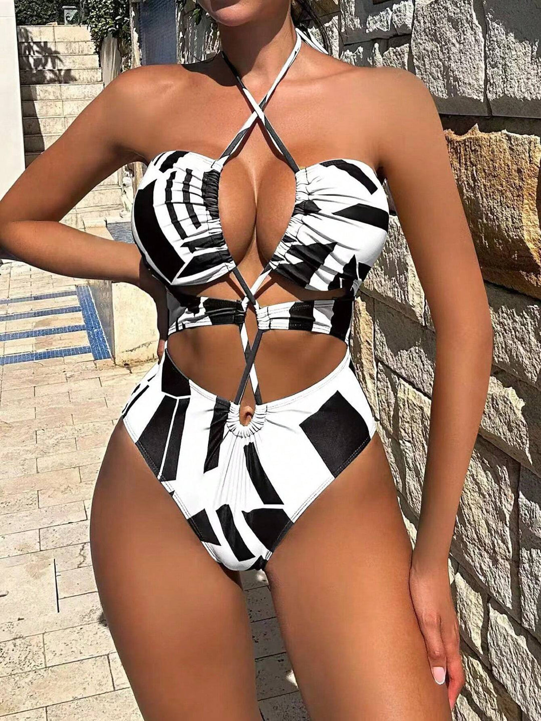 Adaline Cut Out Halter Swimsuit