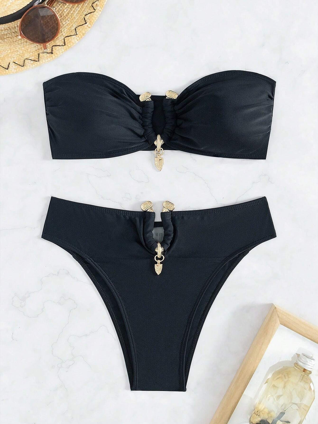 Brynlee V-neck Notched Bandeau Bikini Set