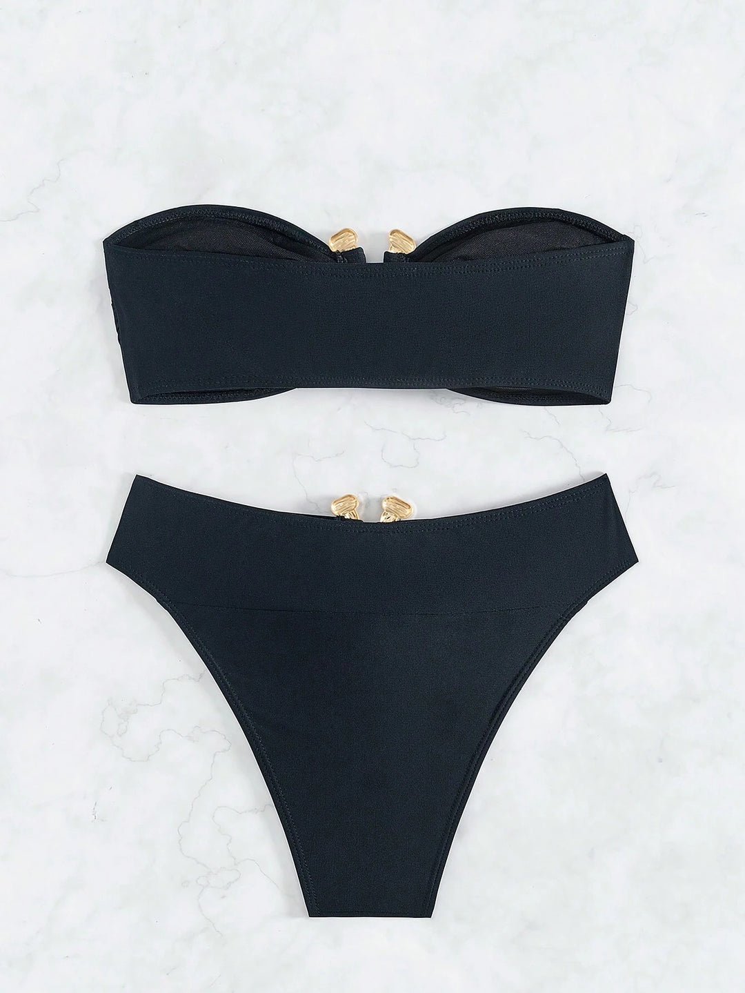 Brynlee V-neck Notched Bandeau Bikini Set