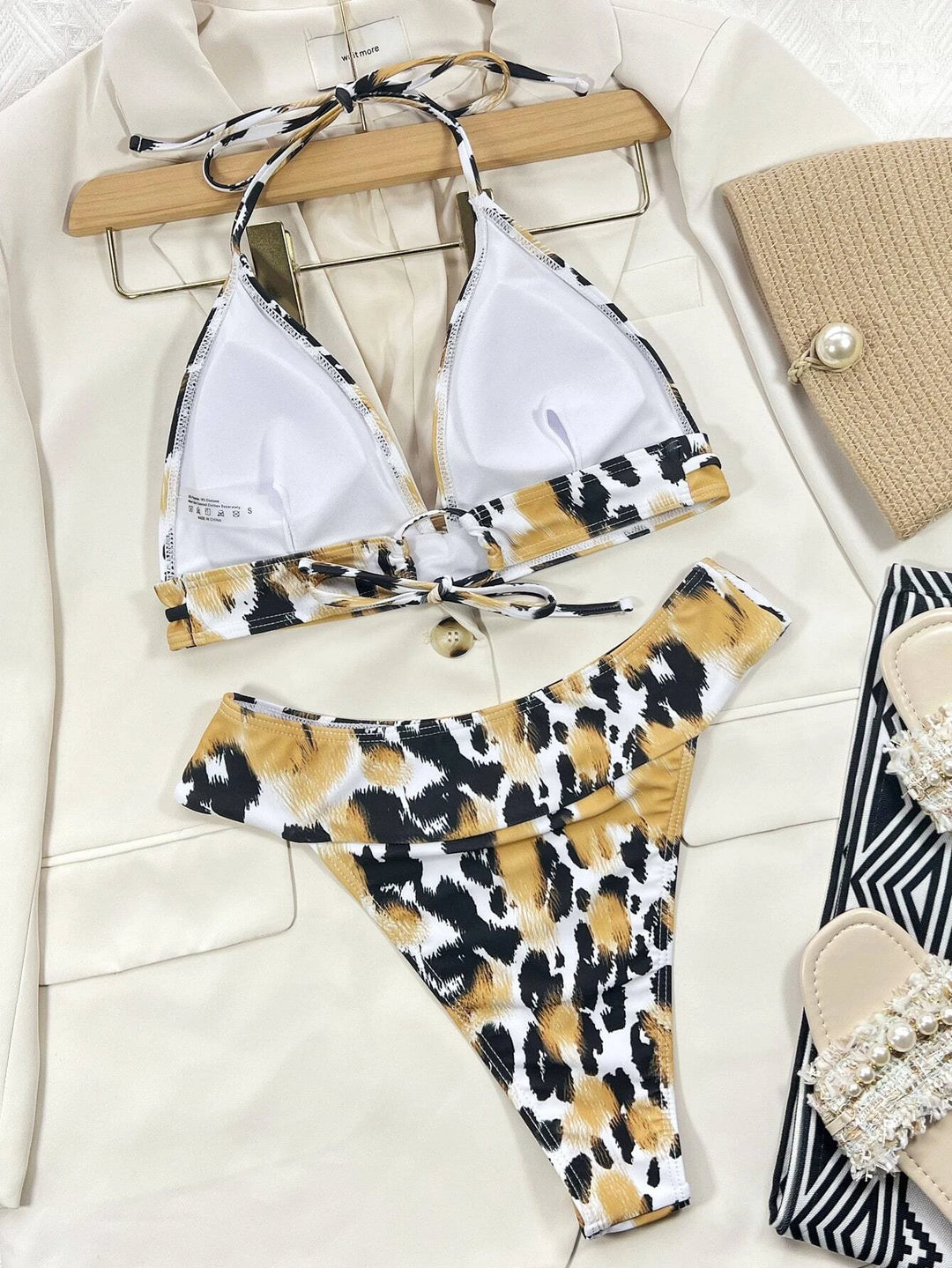 Tori Leopard Halter Triangle Bikini Set