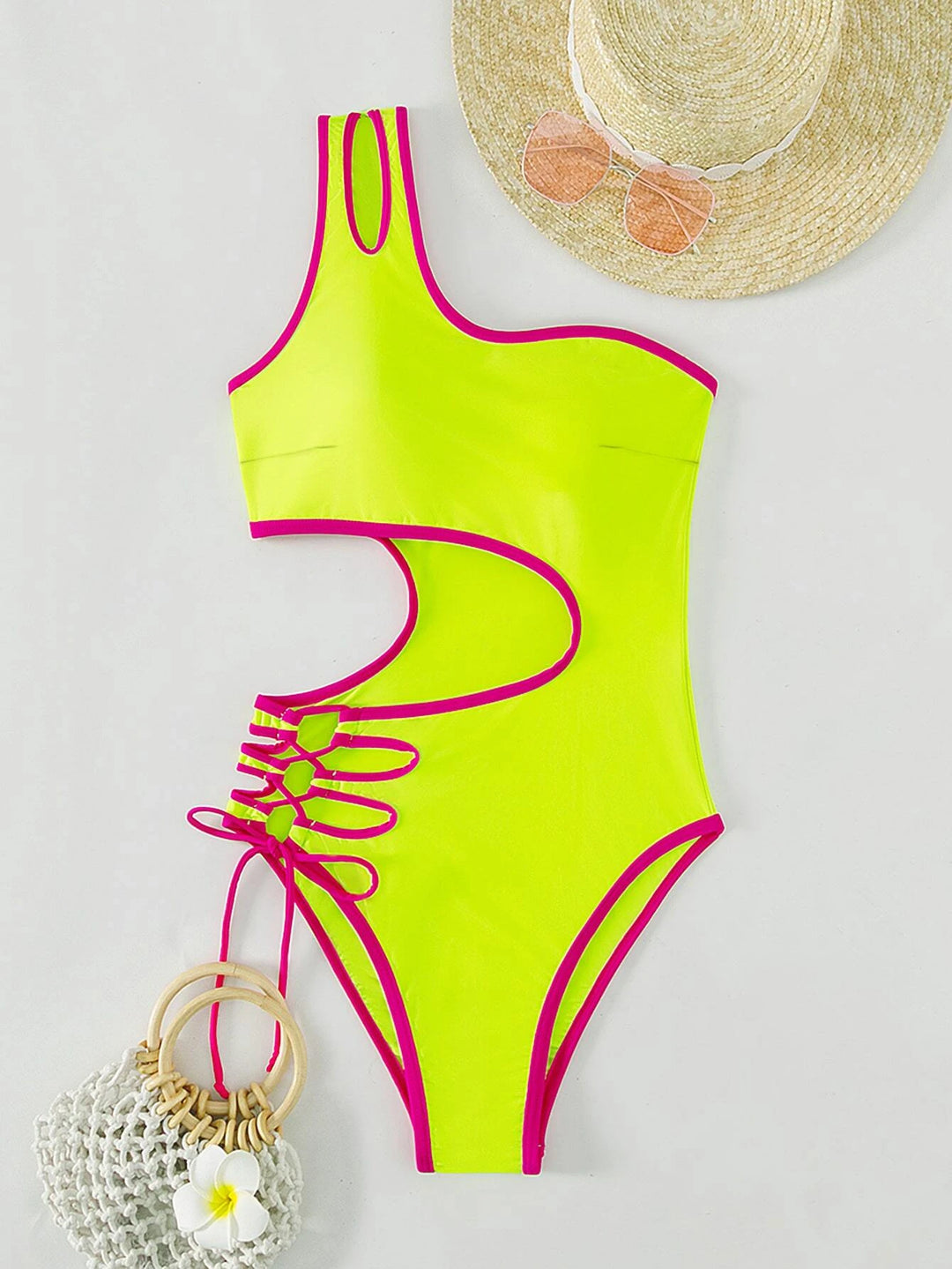 Eden Contrast Lace Up Swimsuit