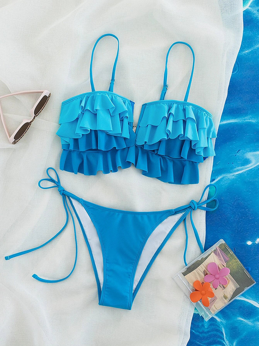 Soleil Ruffle Trim Tie Side Bikini Set